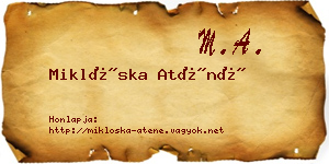 Miklóska Aténé névjegykártya
